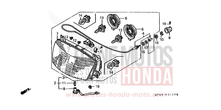 HEADLIGHT for Pan-European ABS BLACK-Z (NH1ZD) from 1994